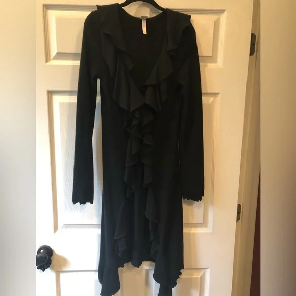 Aqua Cashmere Ruffled Duster Final Sale - Picture 2 of 12